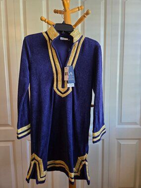 Cabana Life Women's dress size S, Navy Blue, Gold Trim, 50+UV Protection